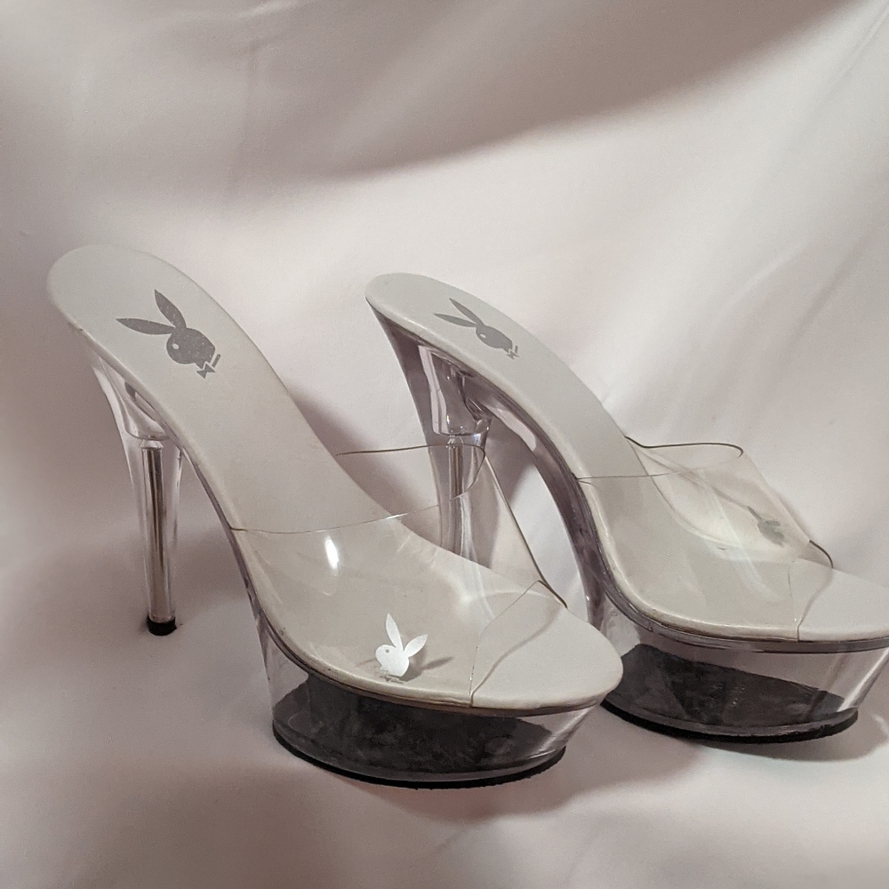Playboy Clear Size 10 Platform Stiletto Heels